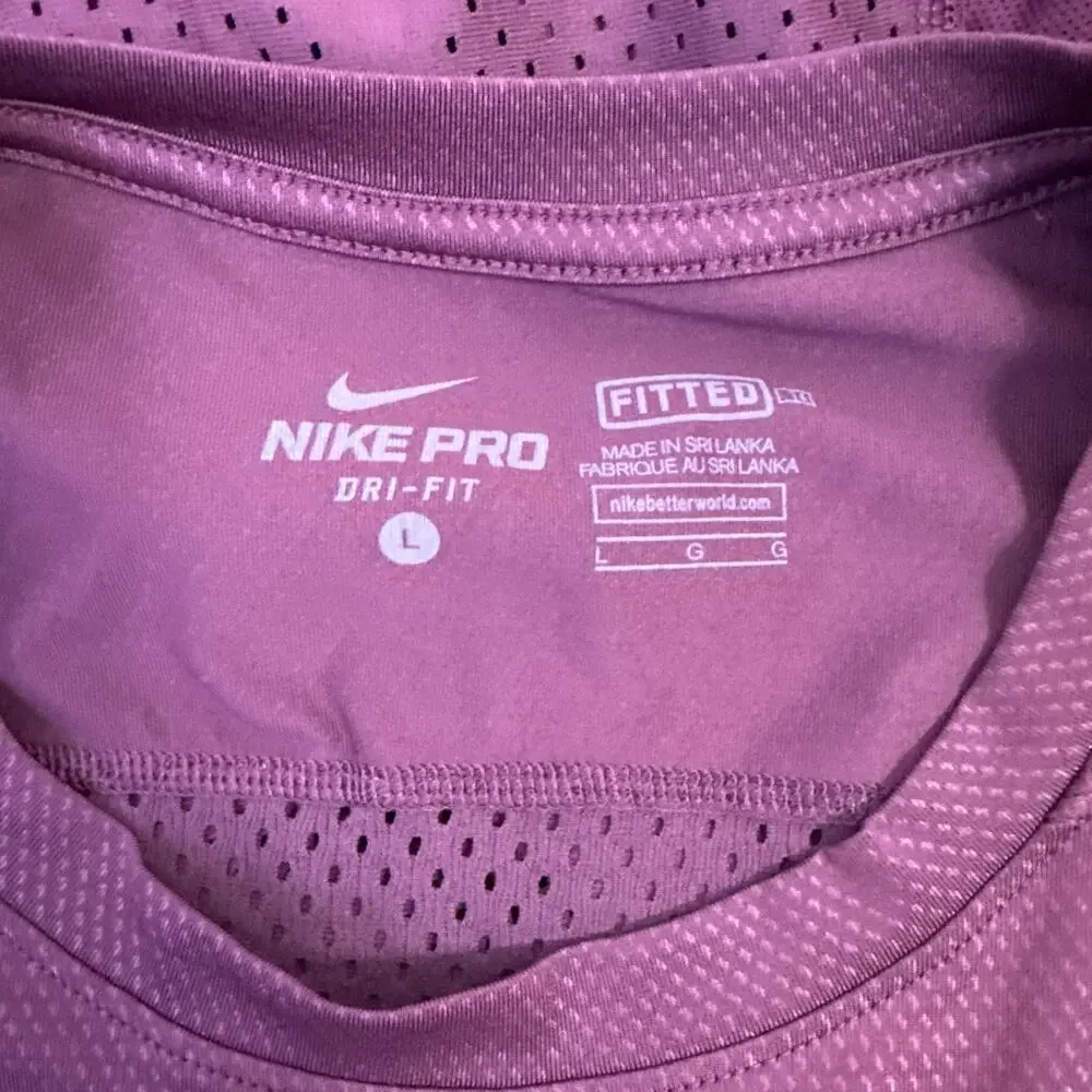 Nike Pro Dri-Fit Sleeveless Tank Top Fitted Athletic Maroon sz L
